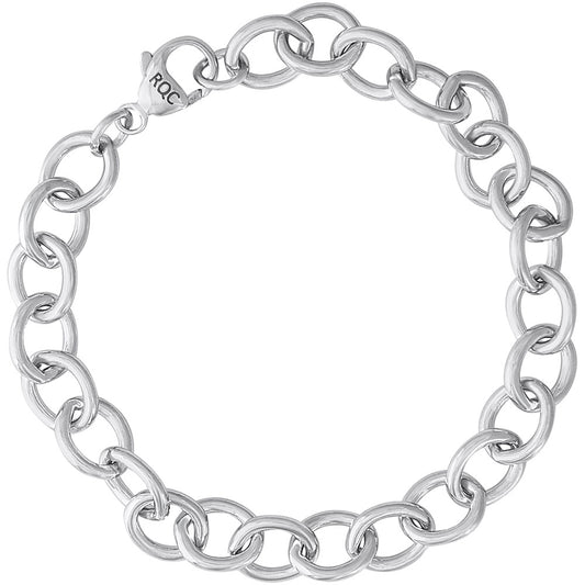 Sterling Silver Oval Links Charm Bracelet