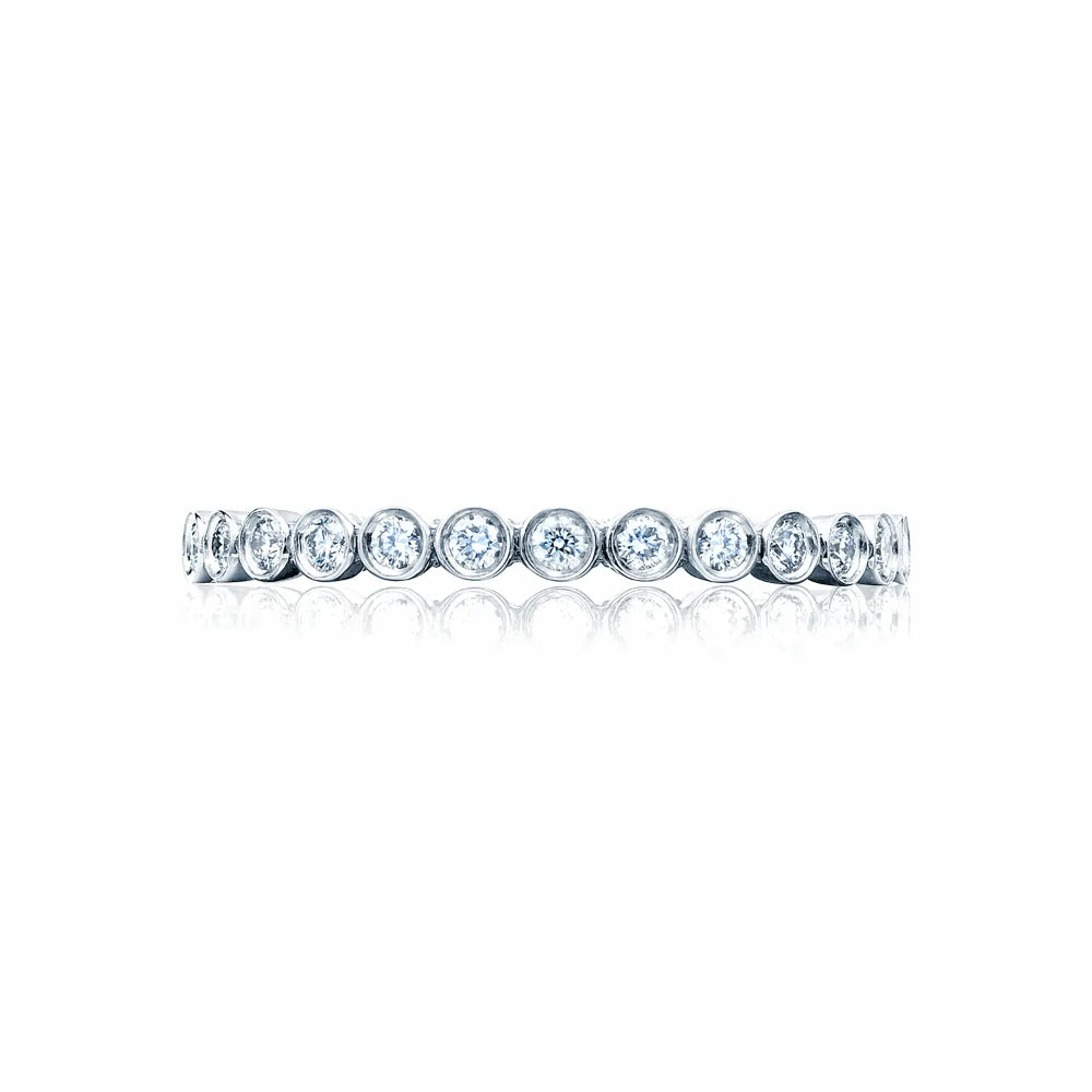 Tacori Sculpted Crescent 18k Gold Bezel Droplet Diamond Eternity Wedding Band