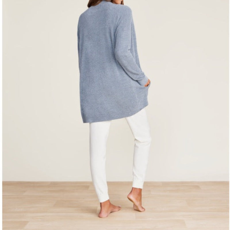 Barefoot Dreams CozyChic Ultra Lite® Shawl Pointelle Cardi- Dolphin Blue