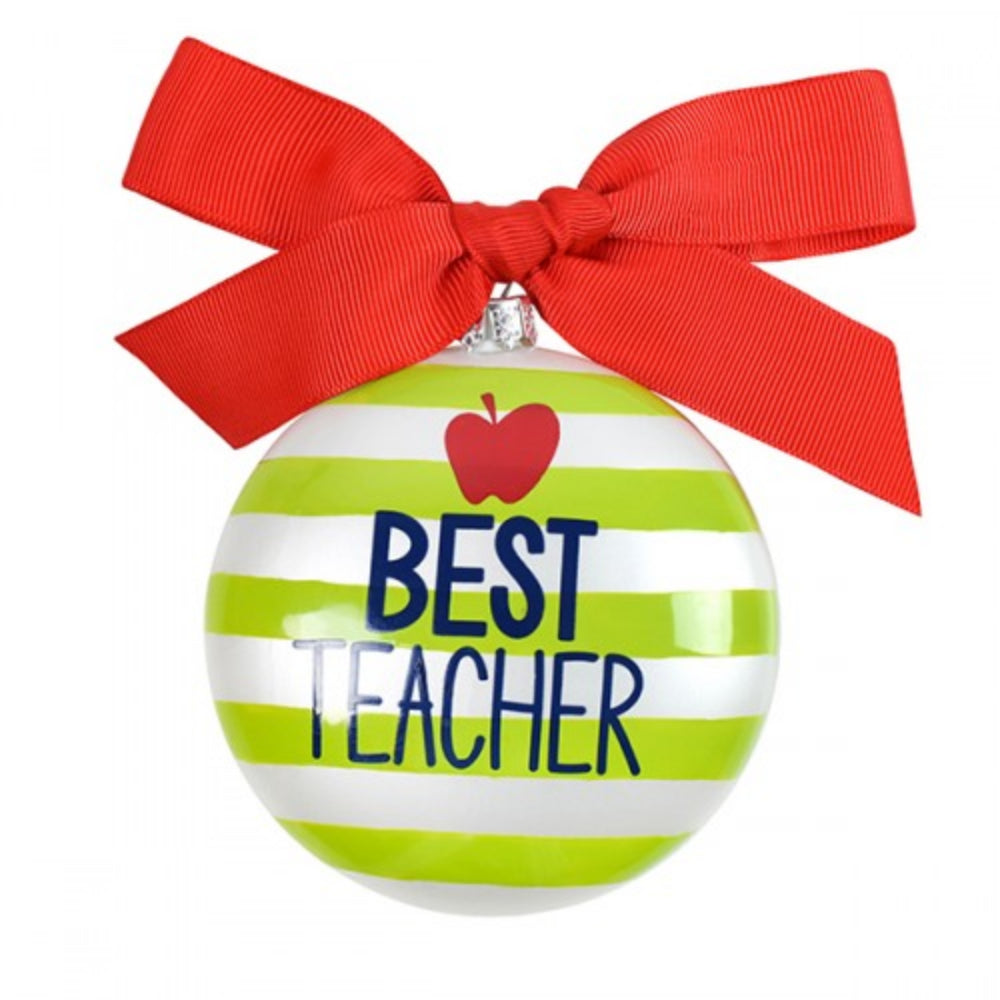 Coton Colors Best Teacher Striped Glass Ornament