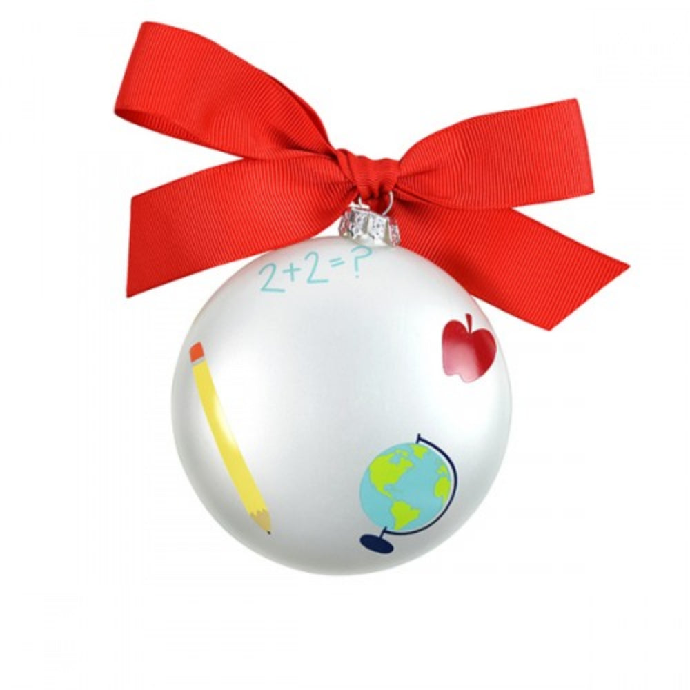 Coton Colors Best Teacher Striped Glass Ornament