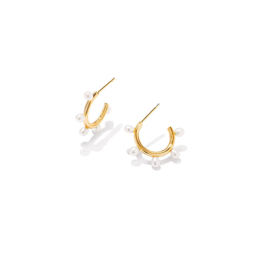 Kendra Scott Leighton Pearl Huggie Hoop Earrings