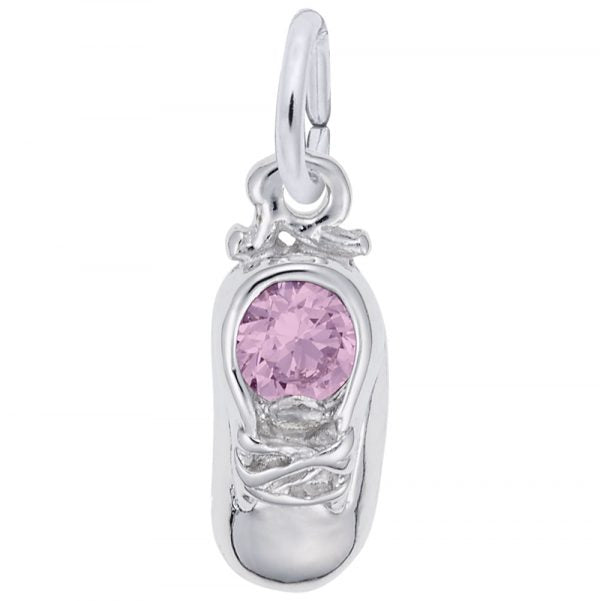 Rembrandt Baby Shoe October Birthstone Charm Sterling Silver