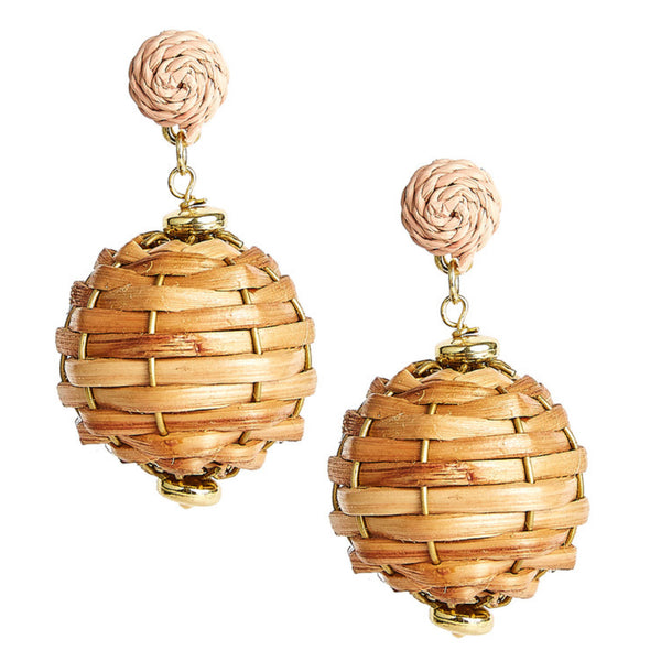 Rattan Earrings Handmade Straw Wicker Braid Woven Drop Earrings Boho Round  Disc Earrings Lightweight Statement Stud Earrings For Women | Fruugo NZ