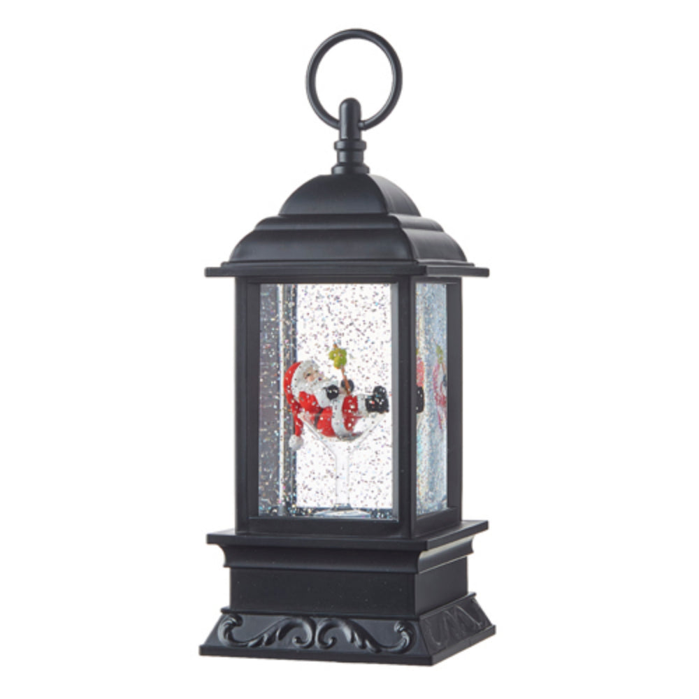 Santa in Martini Glass Animated Lighted Water Lantern