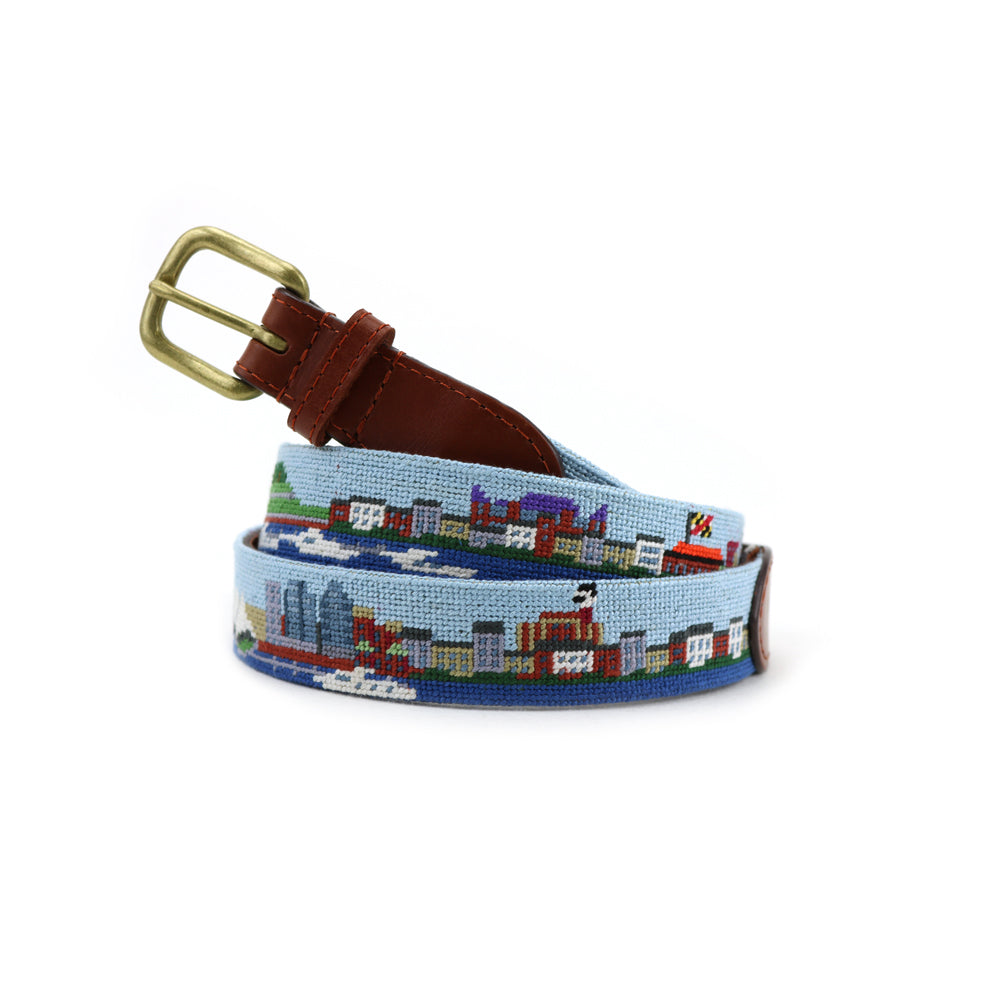 Smathers & Branson Baltimore Inner Harbor Needlepoint Belt - Exclusive