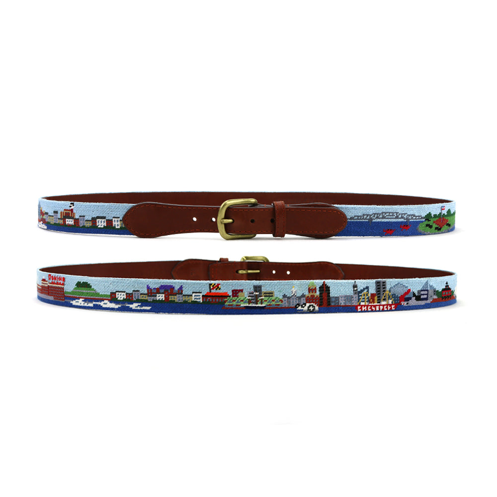 Smathers & Branson Baltimore Inner Harbor Needlepoint Belt - Exclusive