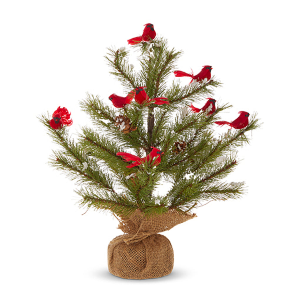 Raz Imports Tree with Cardinals in Burlap Bag