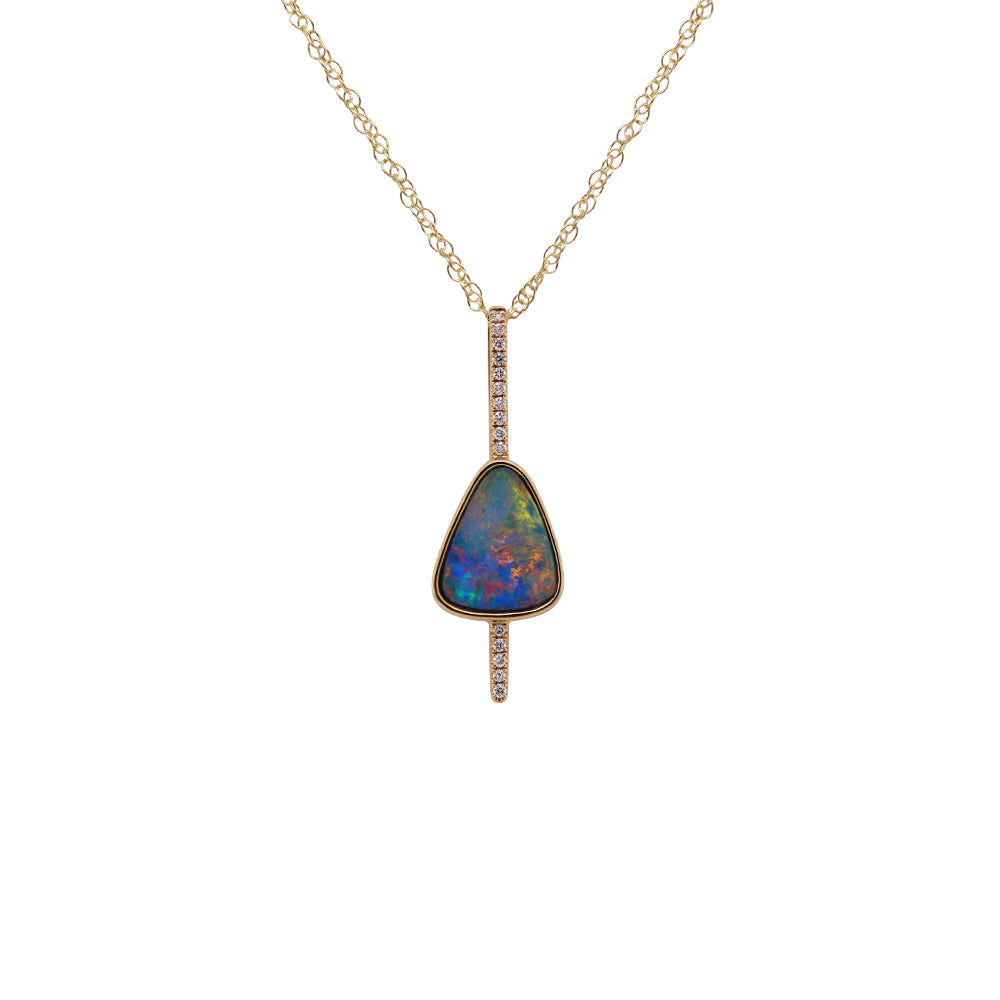 14k Yellow Gold Australian Opal Pendant