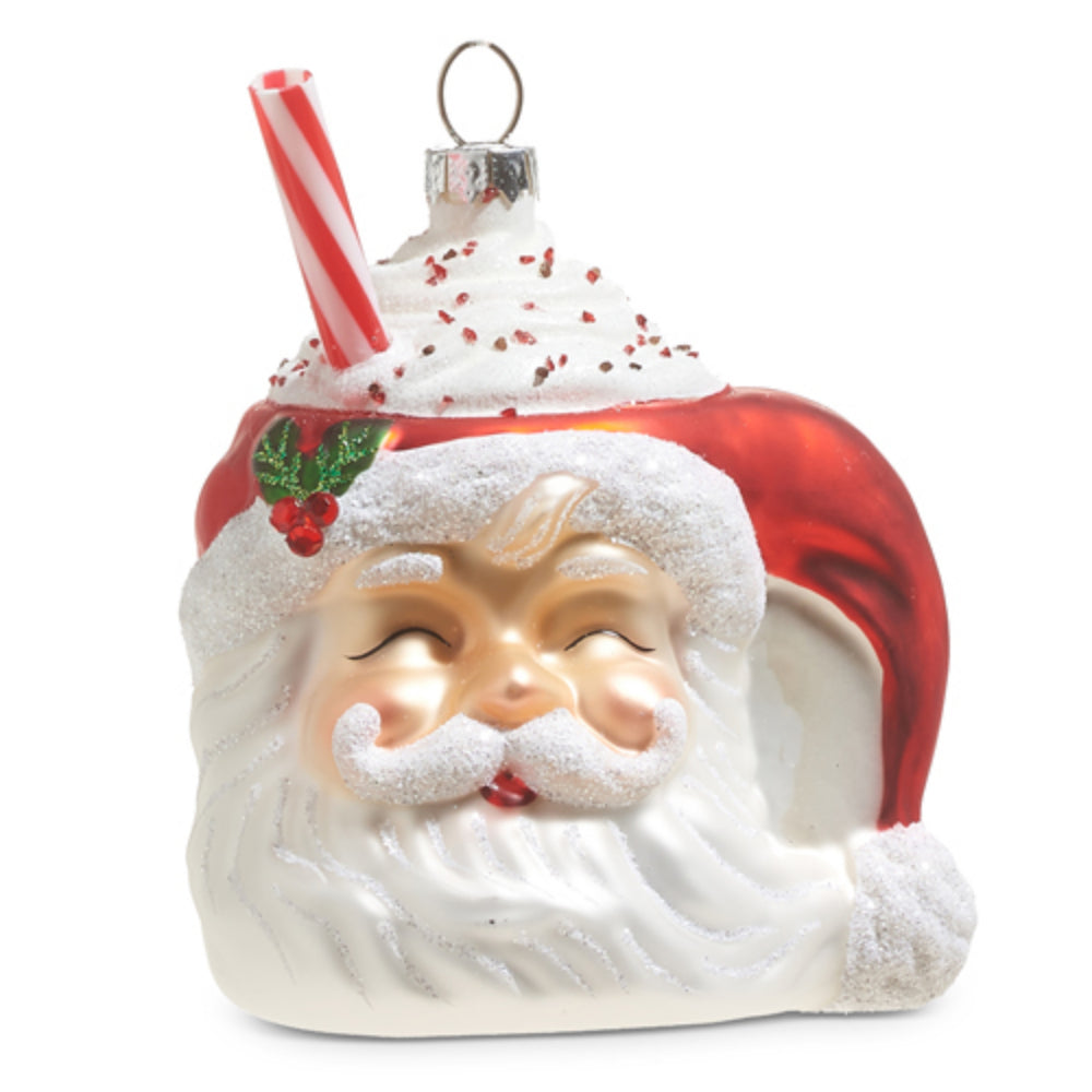 Raz Imports Santa Mug with Whipped Cream Ornament