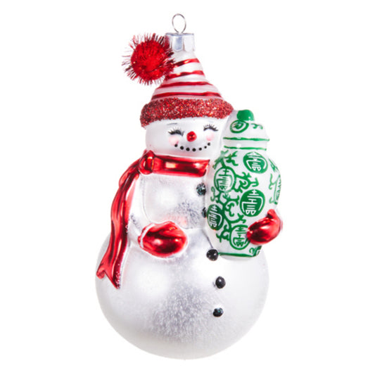 Raz Imports Snowman with Ginger Jar Ornament