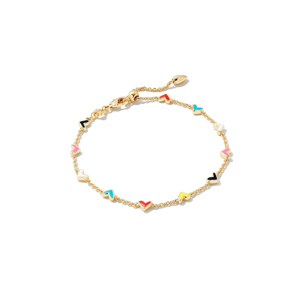 Kendra Scott Haven Heart Delicate Chain Bracelet in Gold Multi Mix