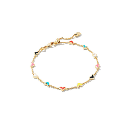 Kendra Scott Haven Heart Delicate Chain Bracelet in Gold Multi Mix