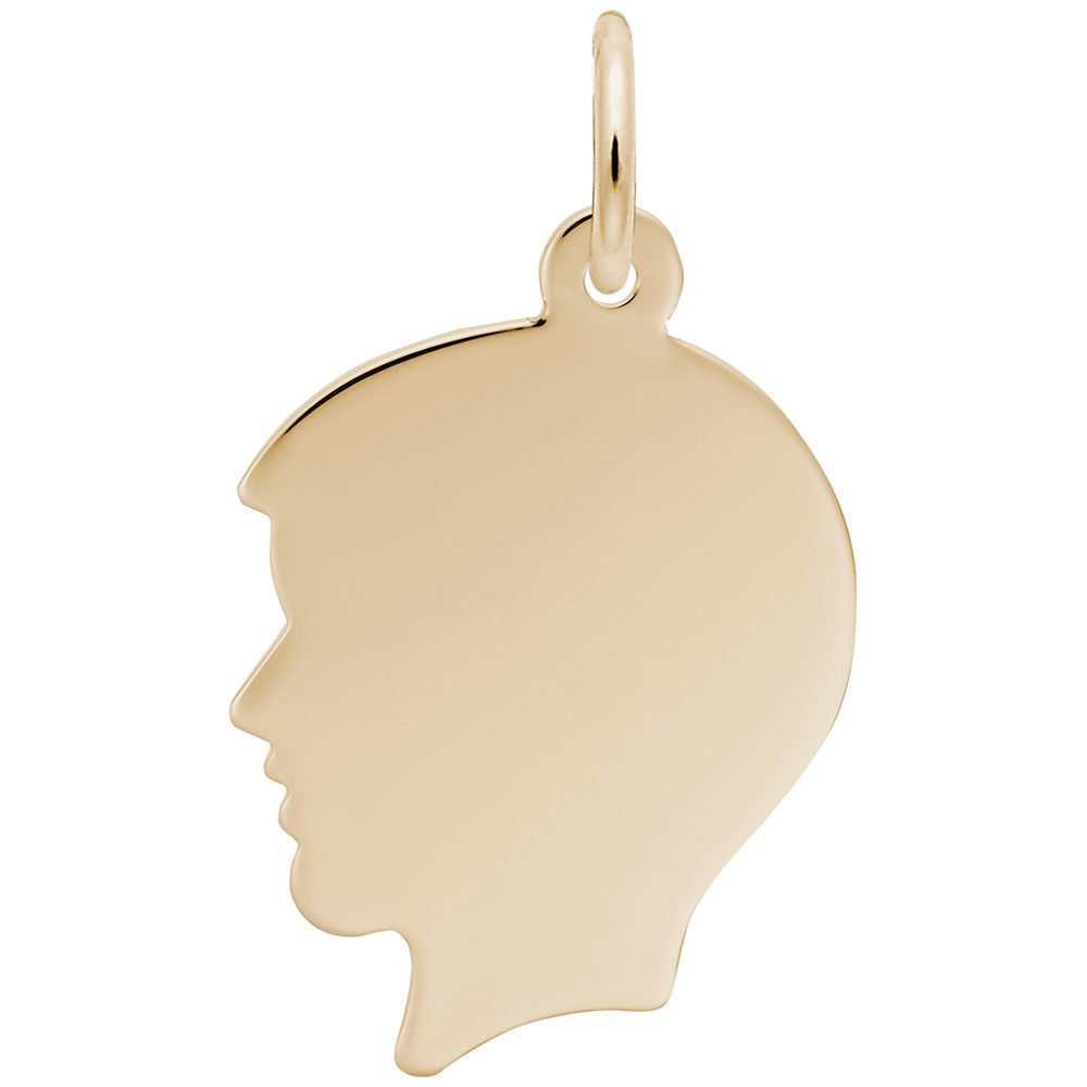 14K Yellow Flat Boy's Head Charm