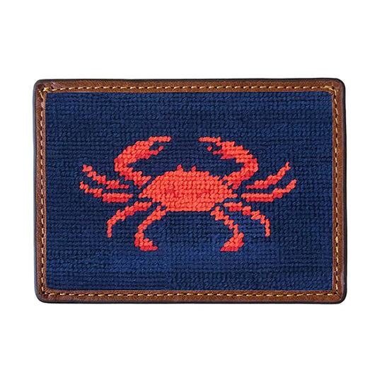 Smathers & Branson red Crab Needlepoint Card Wallet