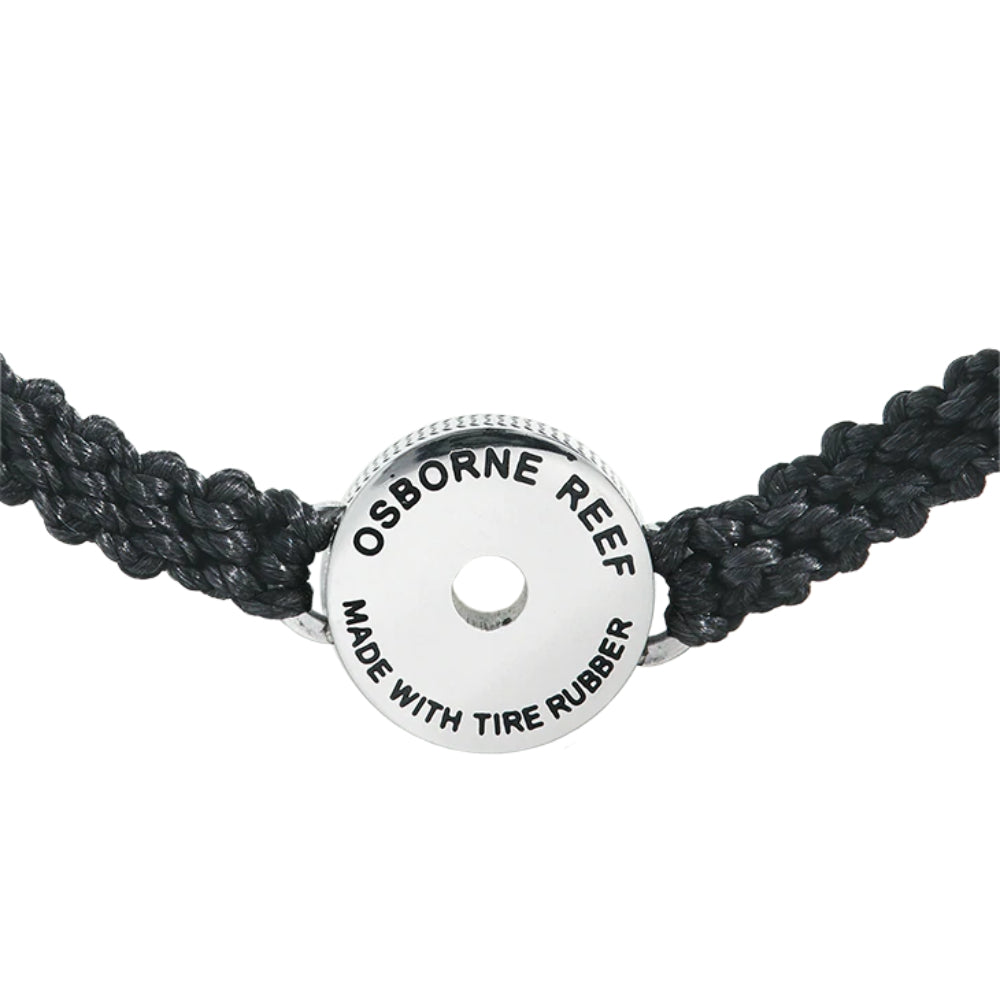 4Ocean Osborne Reef Black Braided Tire Crumb Bezel Bracelet