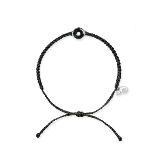 4Ocean Osborne Reef Black Braided Tire Crumb Bezel Bracelet