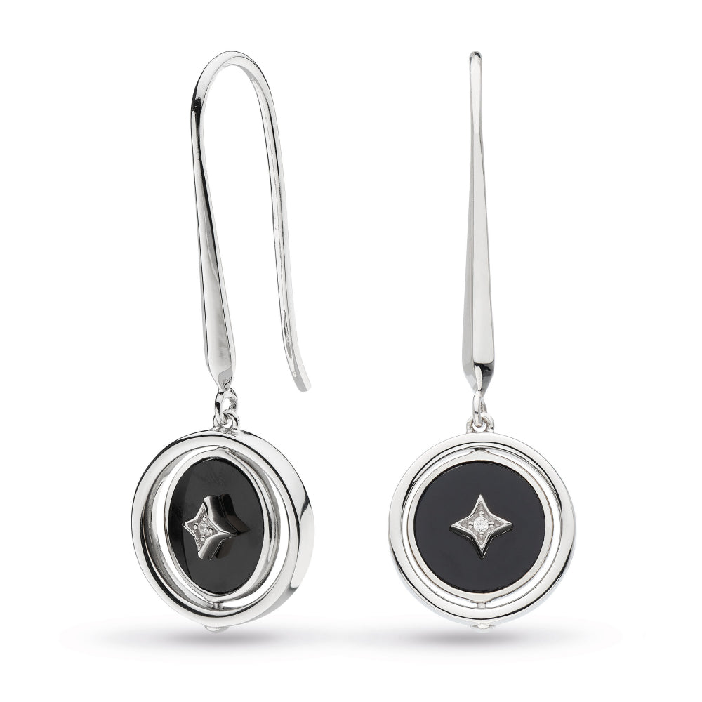 Kit Heath Sterling Silver Revival Astoria Nocturne Onyx Spinner Drop Earrings