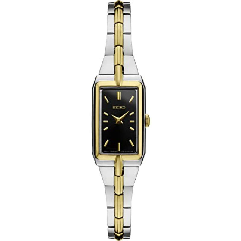 Seiko Essentials Black Rectangular Dial Two Tone Quartz, SWR046