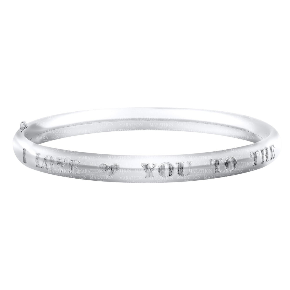 I Love You To The Moon And Back Cuff Bangle Bracelet Sterling Silver