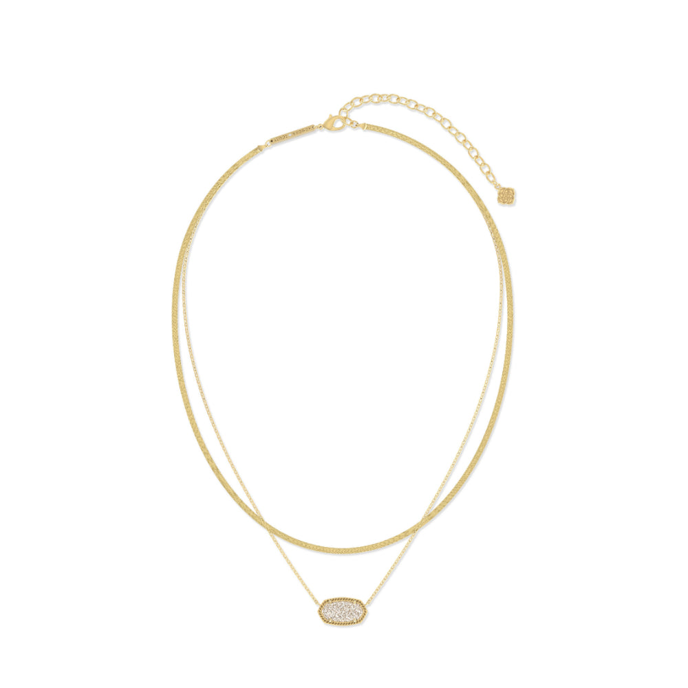 Kendra Scott Elisa Gold Herringbone Multi Strand Necklace in Iridescent Drusy