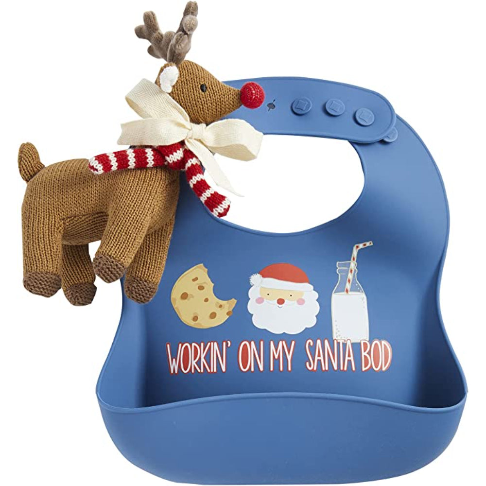 Mud Pie "Santa Bod" Bib with Rattle