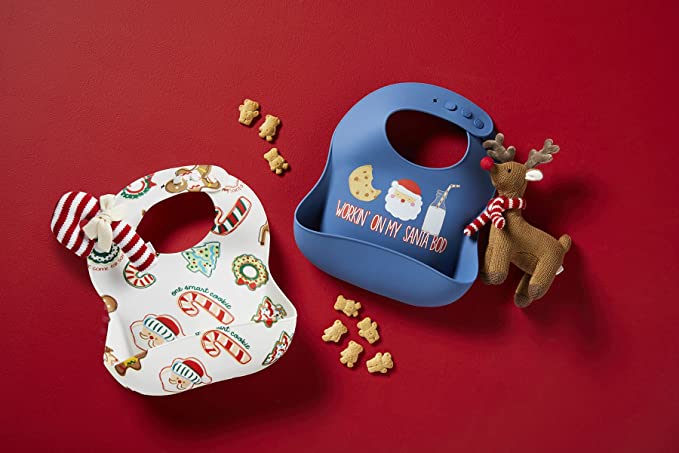 Mud Pie "Santa Bod" Bib with Rattle