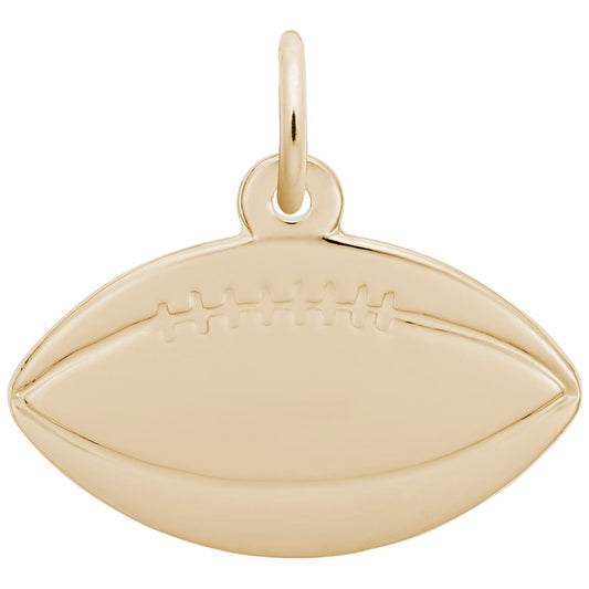 14K Yellow Gold Flat Football Charm