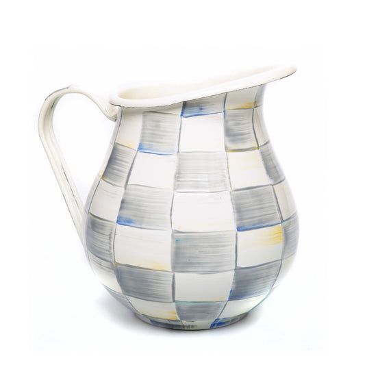 MacKenzie-Childs Sterling Check Enamel Pitcher