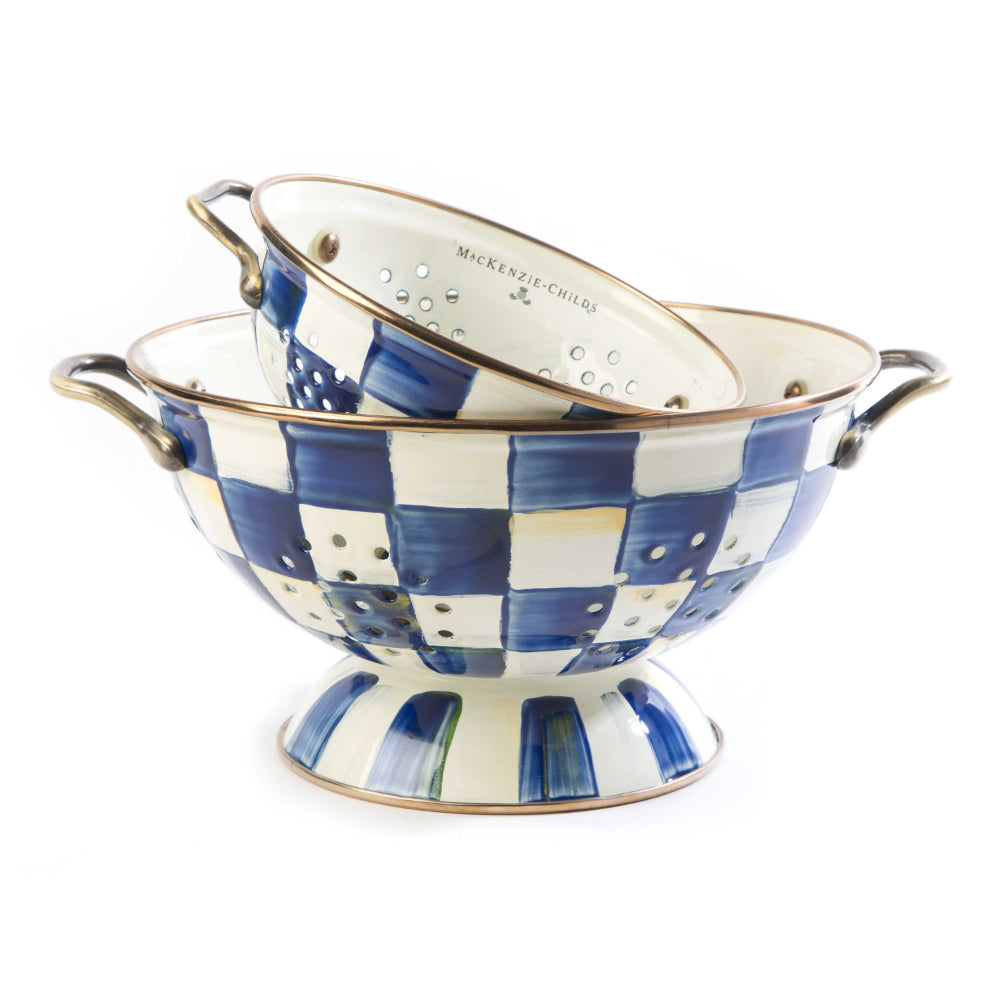 MacKenzie-Childs Royal Check Enamel Colander - Large