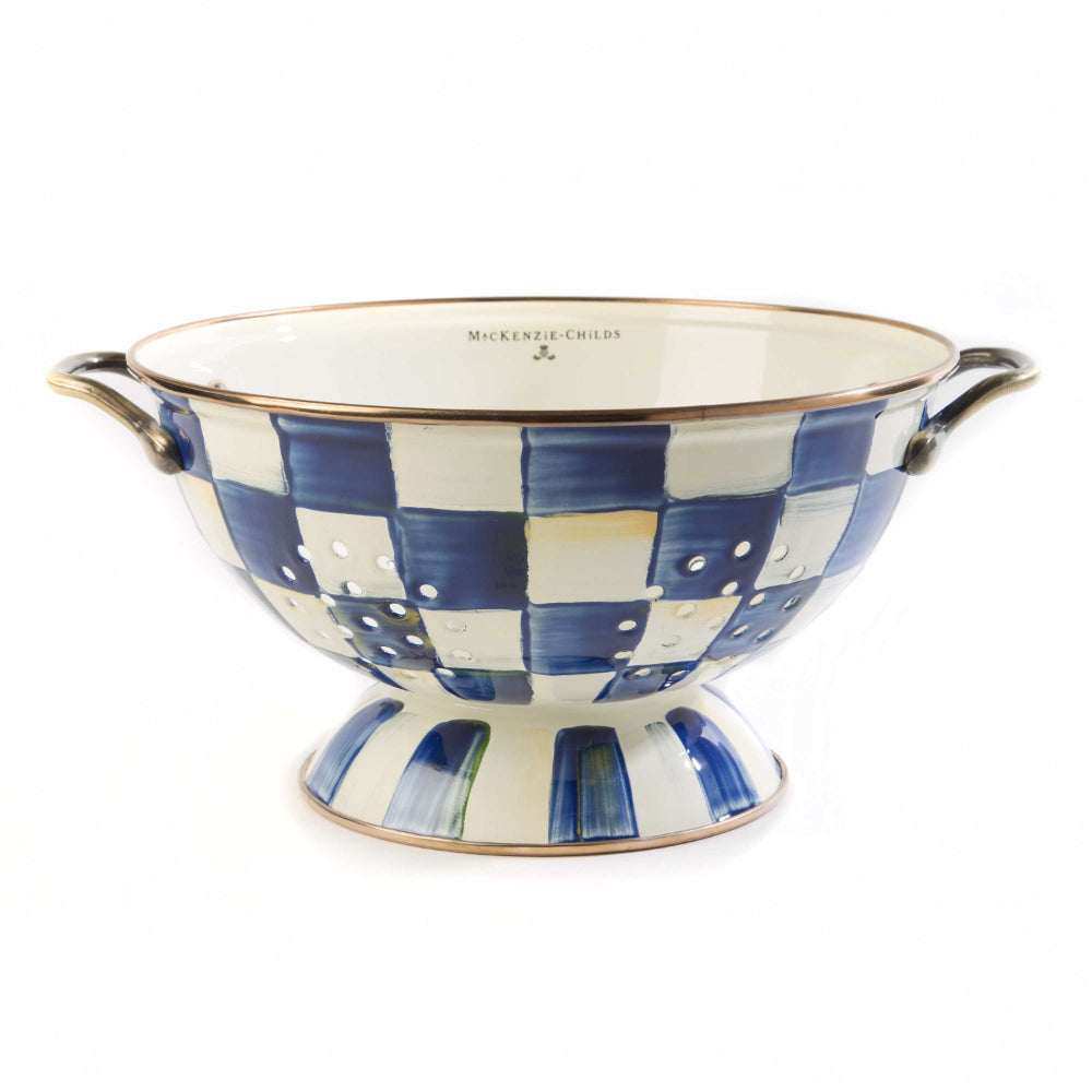 MacKenzie-Childs Royal Check Enamel Colander - Large