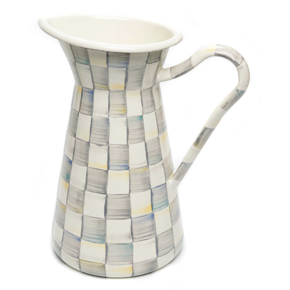 MacKenzie-Childs Sterling Check Enamel Practical Pitcher