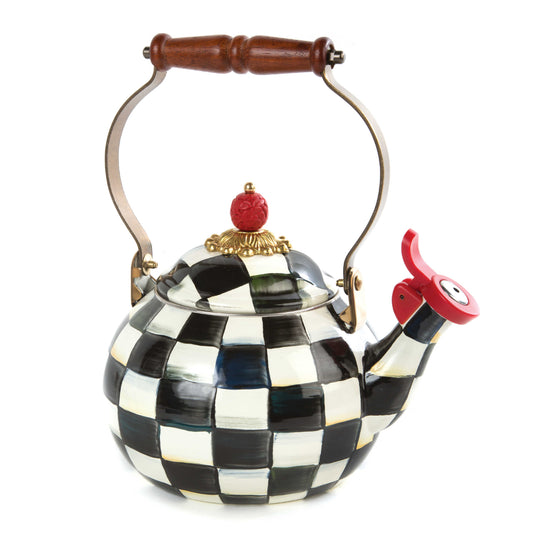 MacKenzie-Childs Courtly Check Enamel Whistling Tea Kettle