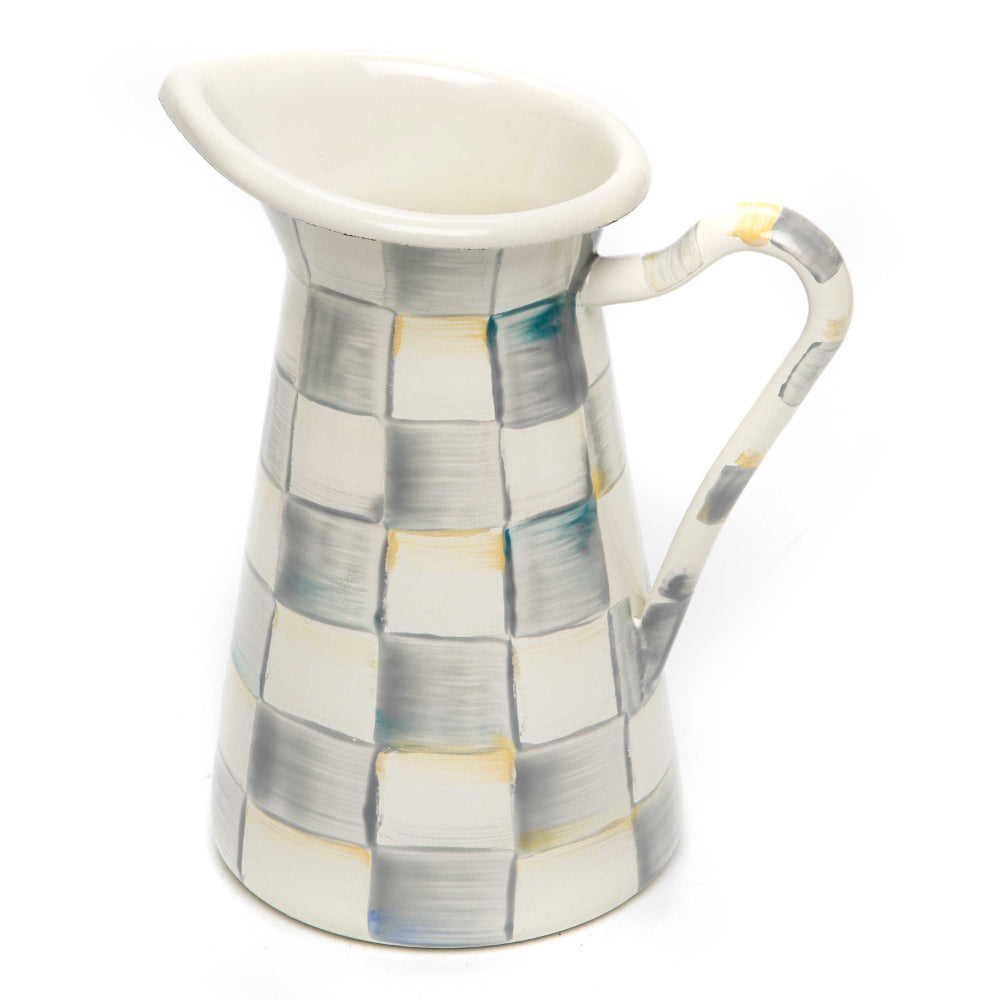 MacKenzie-Childs Sterling Check Enamel Practical Pitcher