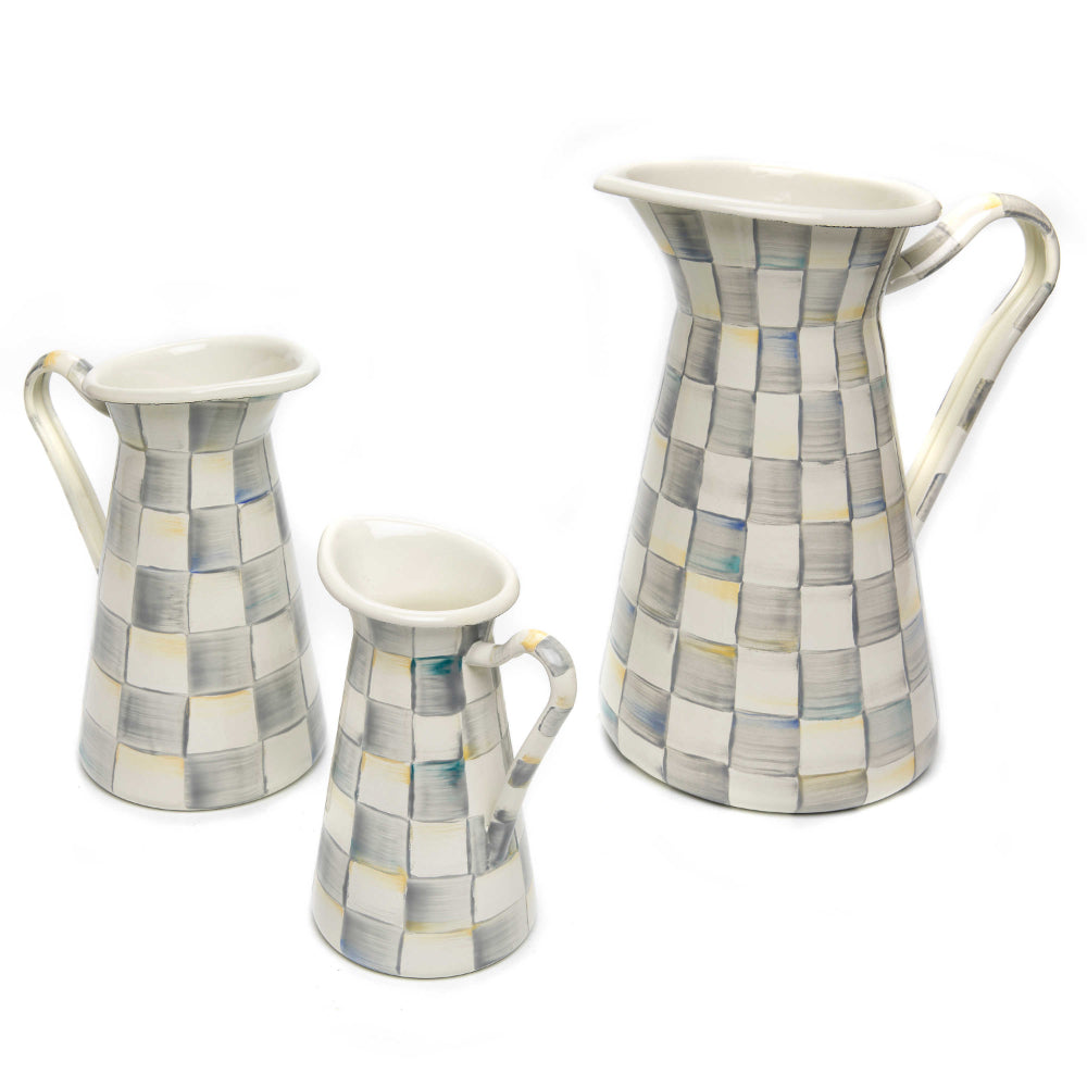 MacKenzie-Childs Sterling Check Enamel Practical Pitcher