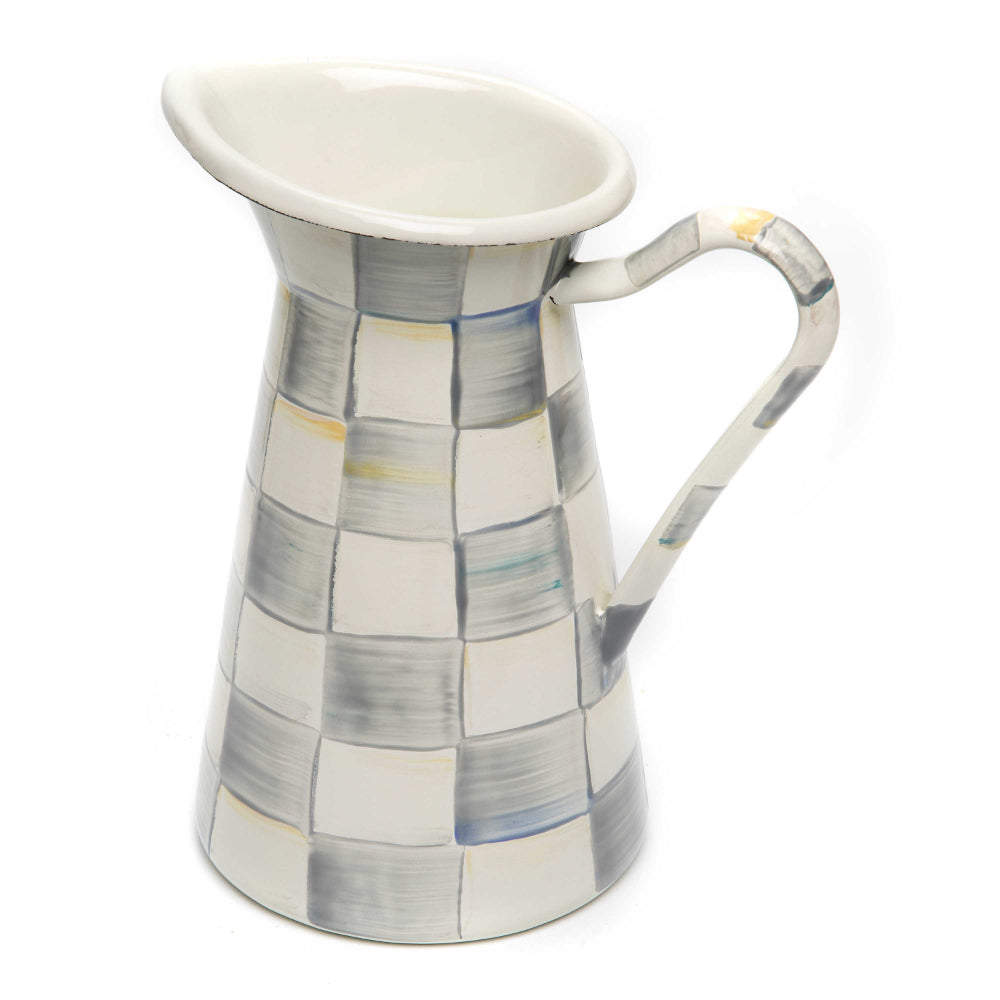 MacKenzie-Childs Sterling Check Enamel Practical Pitcher