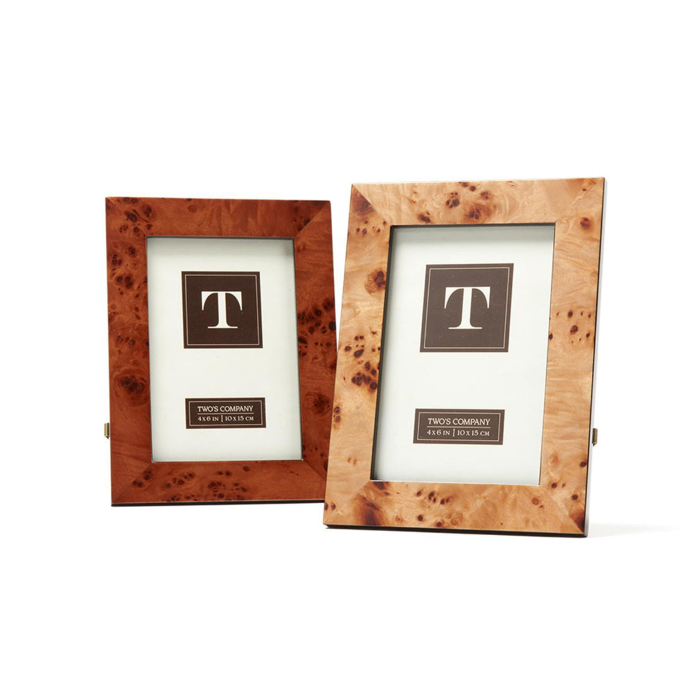 Two's Company Burled Wood Photo Frame