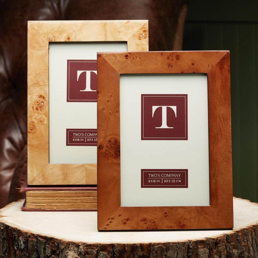 Two's Company Burled Wood Photo Frame