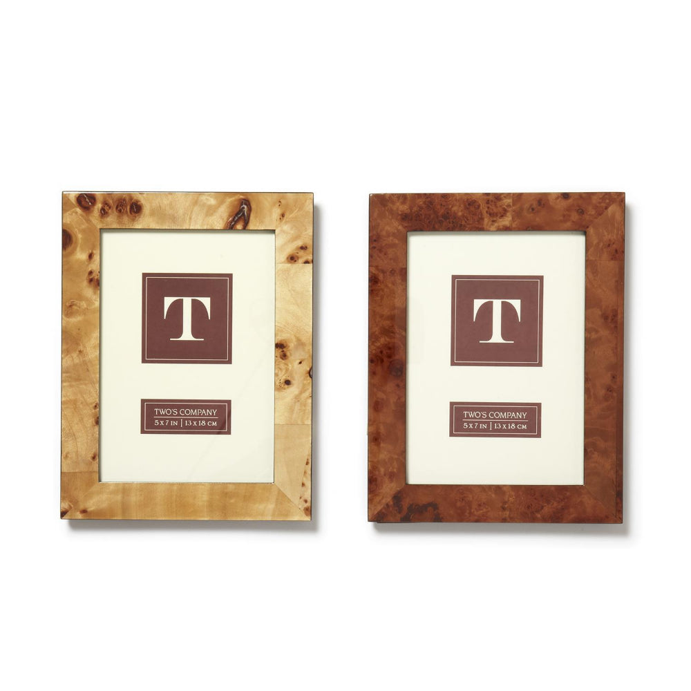 Two's Company Burled Wood Photo Frame