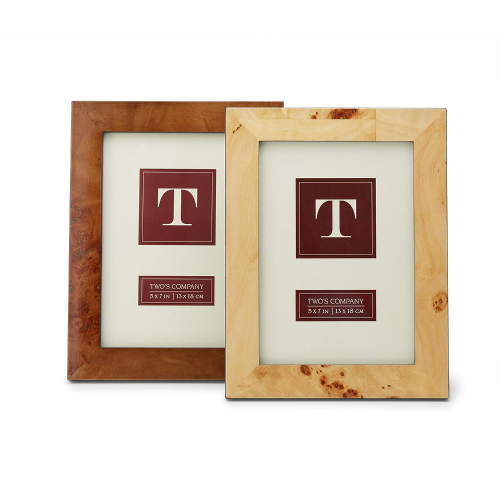 Two's Company Burled Wood Photo Frame