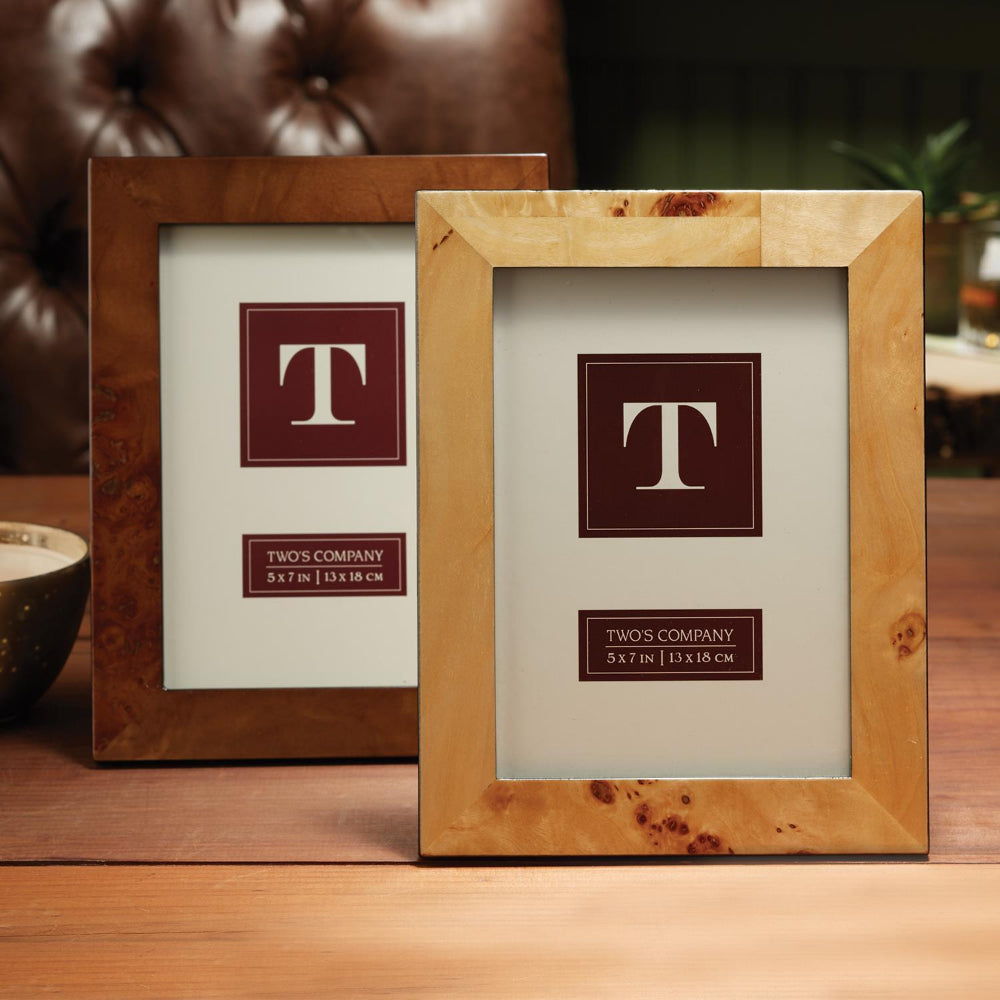 Two's Company Burled Wood Photo Frame