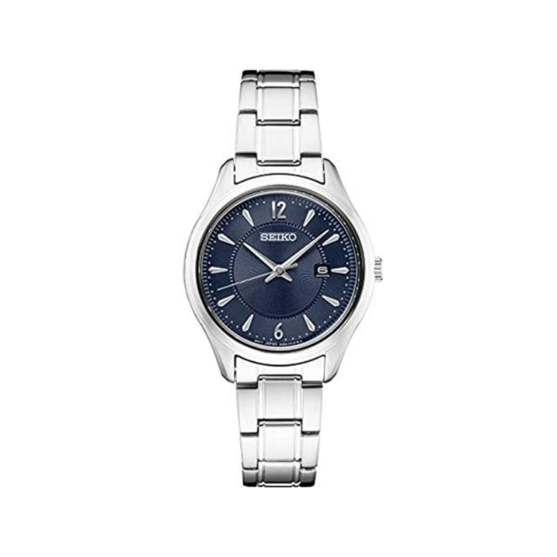 Seiko Essentials Collection 30mm Patterned Blue Dial Stainless Quartz SUR425