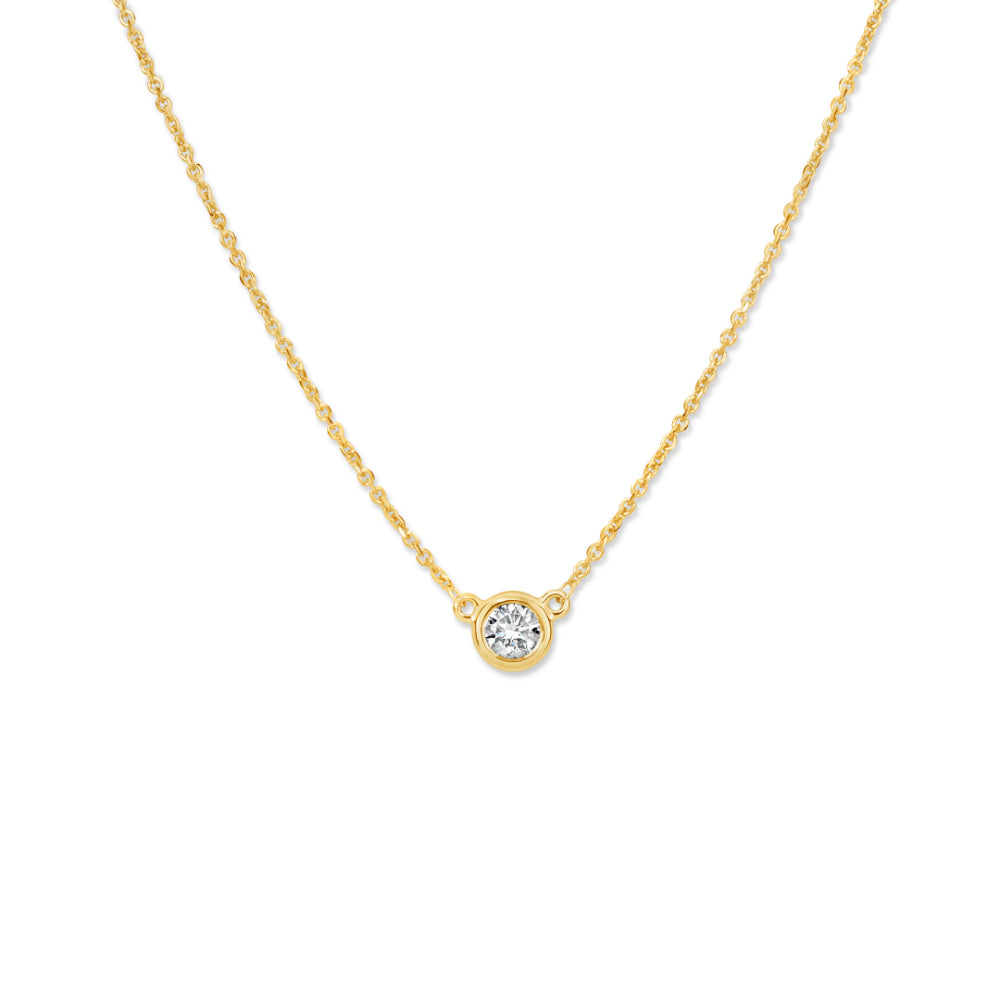 14k Yellow Gold Diamond Bezel Pendant D.25tw HSI 18"