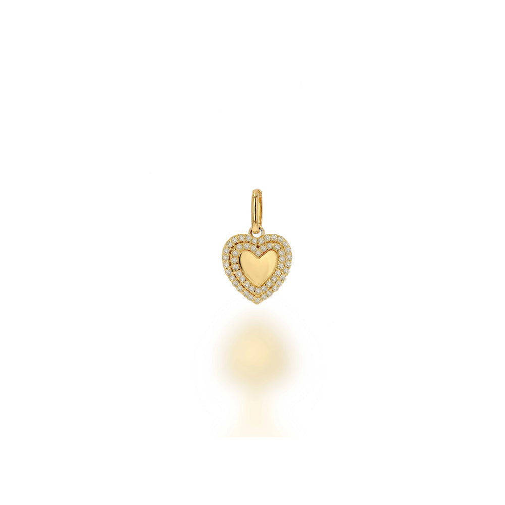 Rachel Reid 14k Double Halo Heart Charm