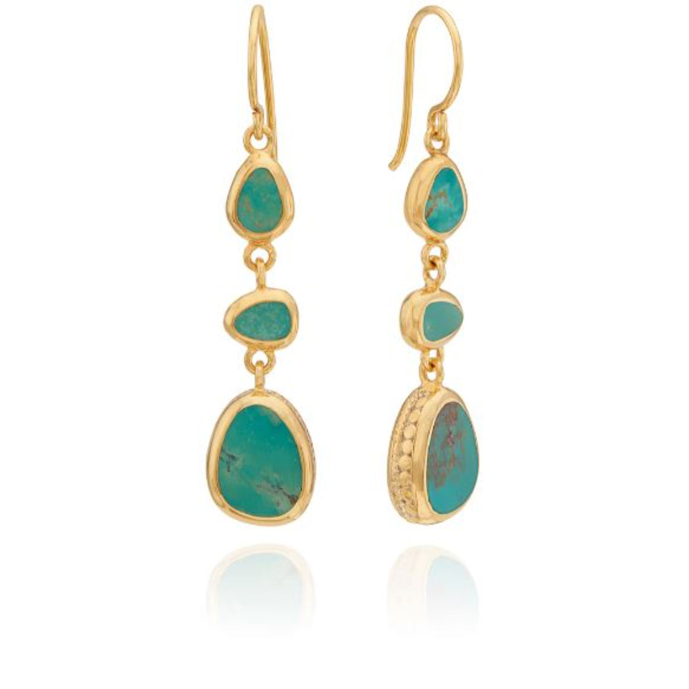 Anna Beck Turquoise Asymmetrical Triple Drop Earrings