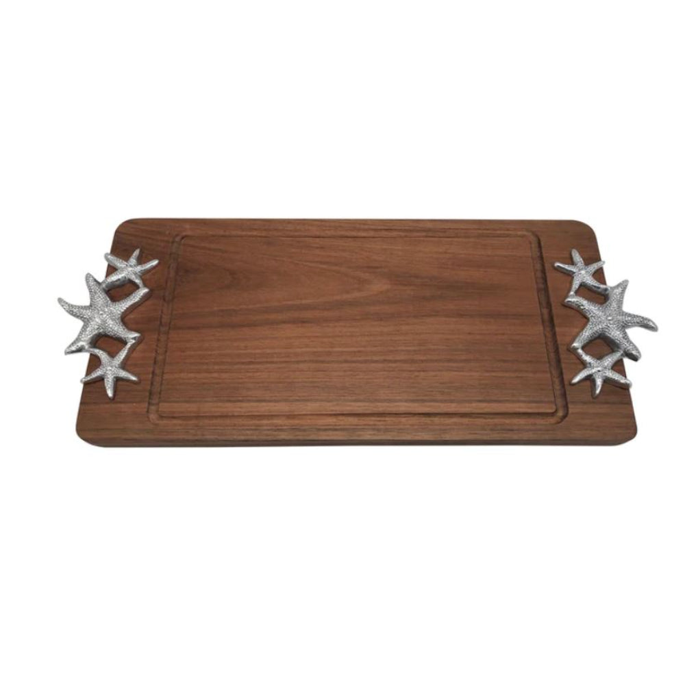 Mariposa Starfish Handled Dark Wood Tray