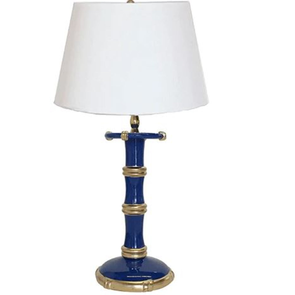 Dana Gibson Bamboo Candlestick Lamp in Navy - In store Pick Up Only