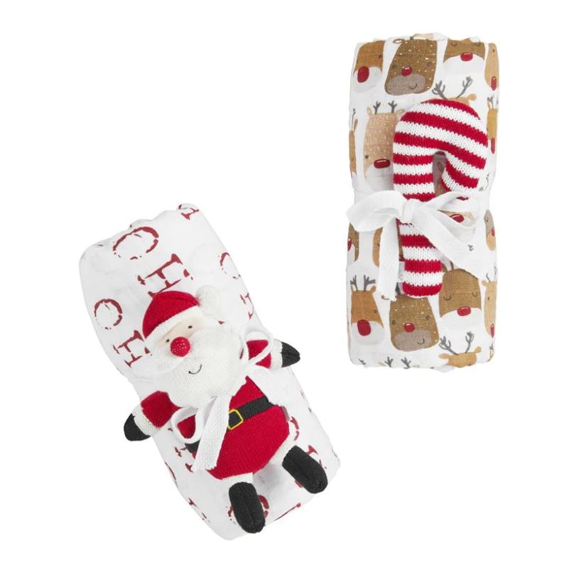 Mud Pie Santa Swaddle & Rattle