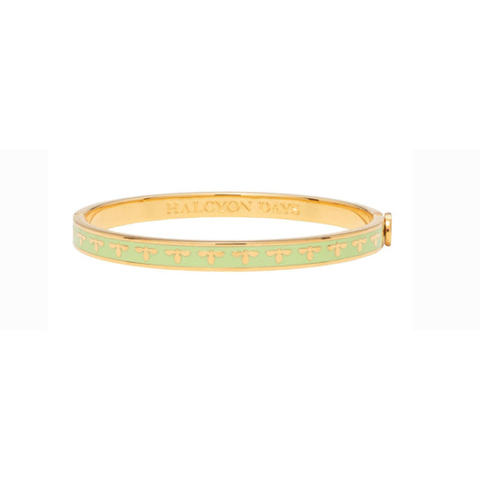 Halcyon Days 6mm Bee Gold Hinged Enamel Bangle