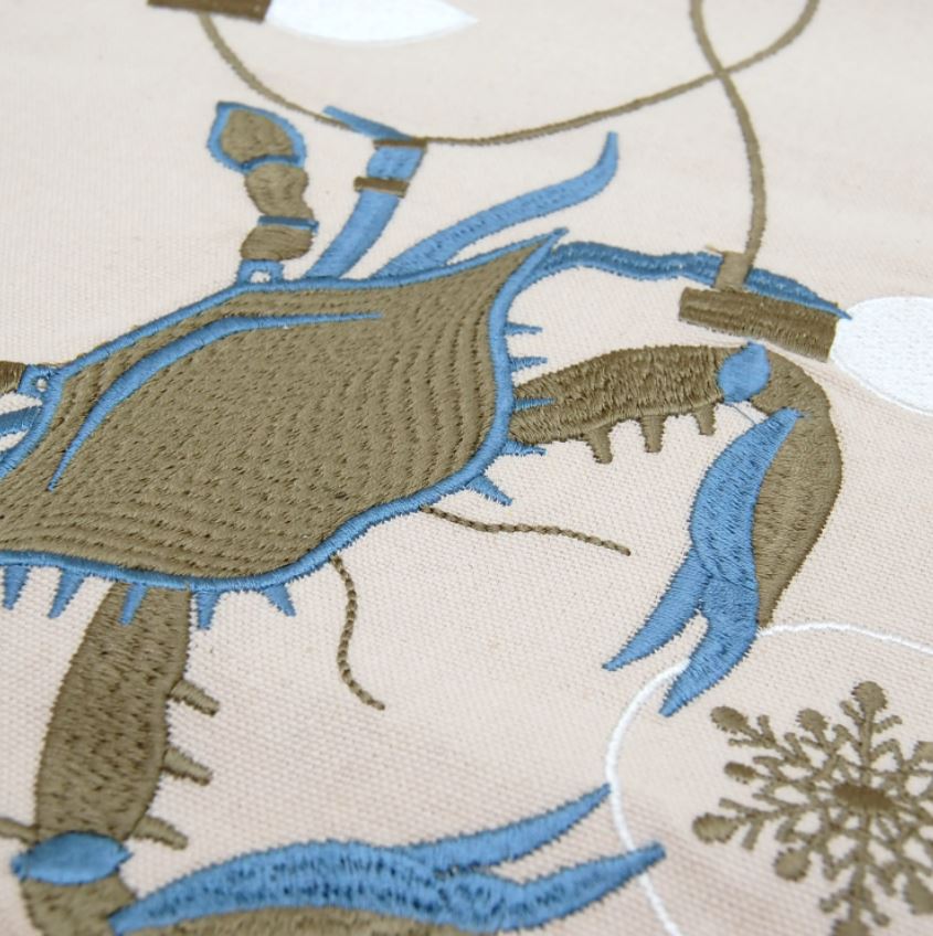 Embroidered Holiday Crab Runner